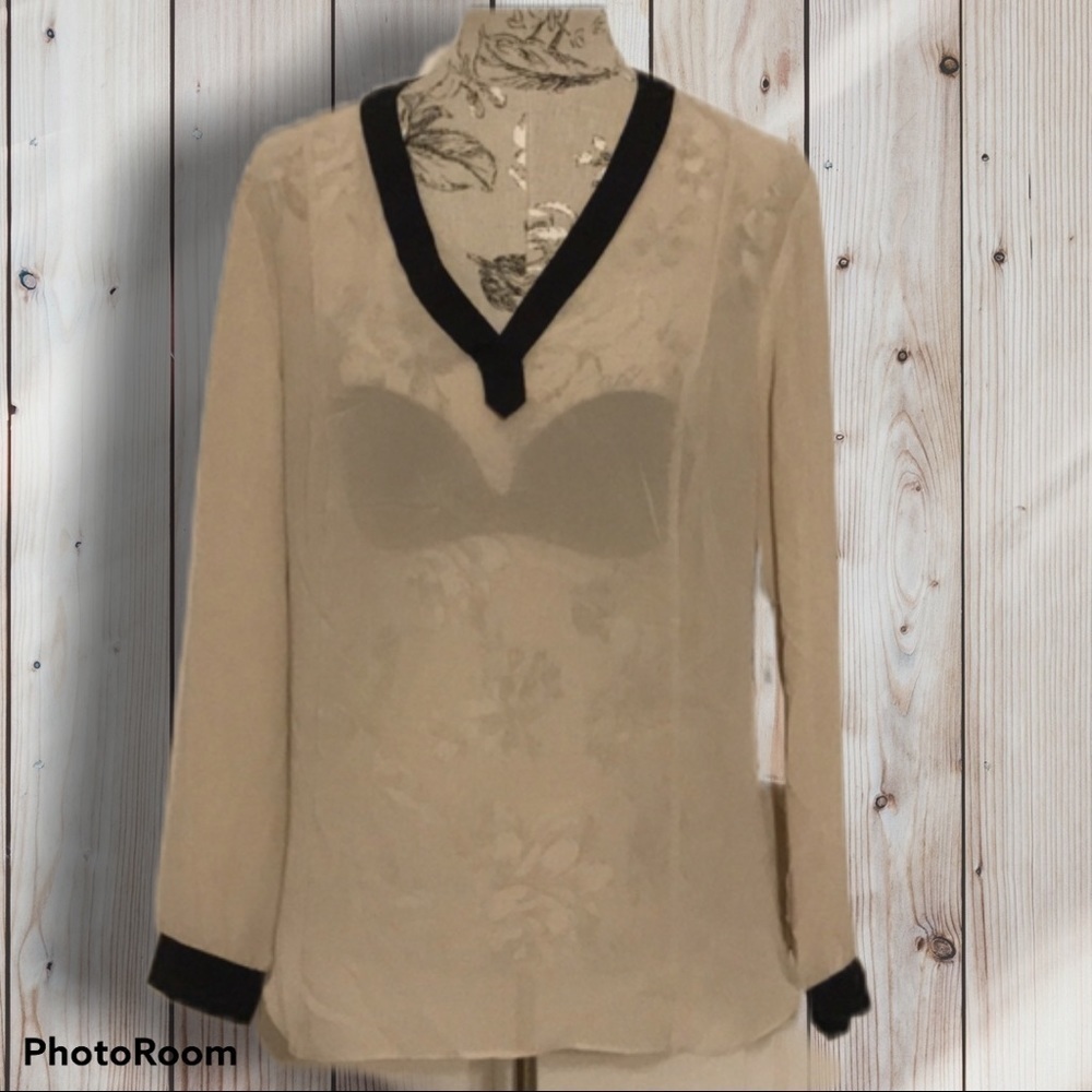 *🆕 DKNY Tan Sheer Top L